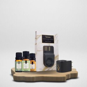 Presenteie com Afeto – Kit Aromatizador Elétrico Bivolt Black Original Via Aroma + 1 Essência Aromática 10ml Via Aroma
