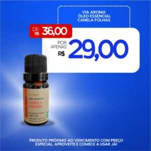 Óleo Essencial Canela Folhas Via Aroma - 10ml (Promoção)
